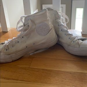 All white high top converse